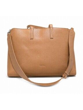 CALPAK Haven Laptop Tote Bag Toffee Vegan Leather Crossbody Work Travel 16"